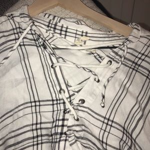 American Eagle lace-up flannel blouse